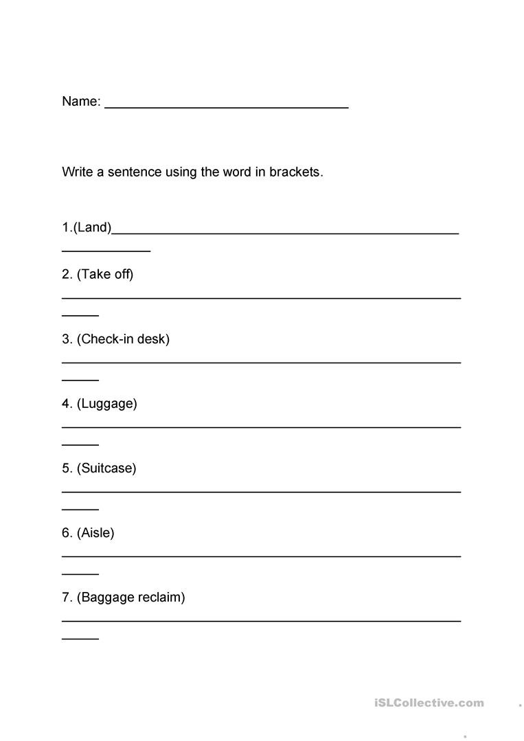 Writing A topic Sentence Worksheet Writing Sentences English Travel topic English Esl